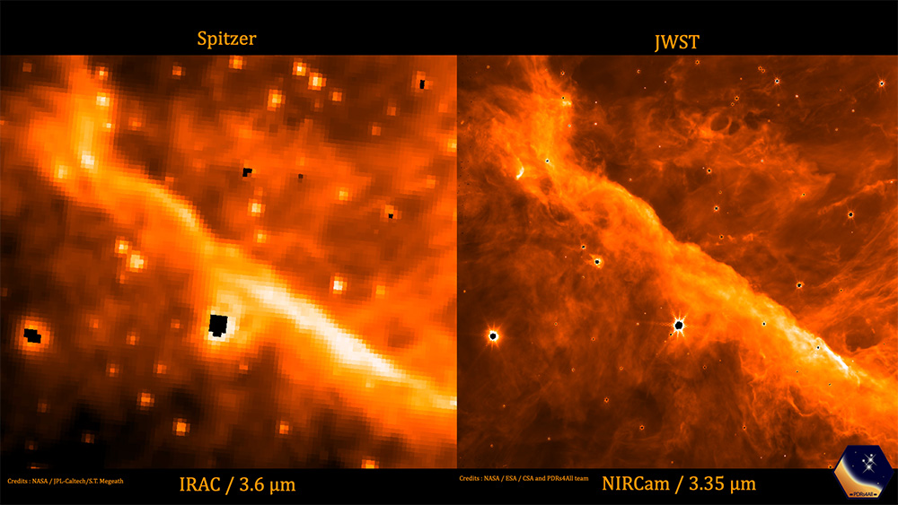 Two orange-toned images, the one on the right is sharper
