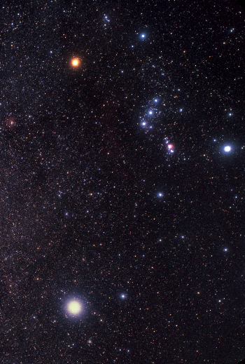 Orion constellation above Sirius