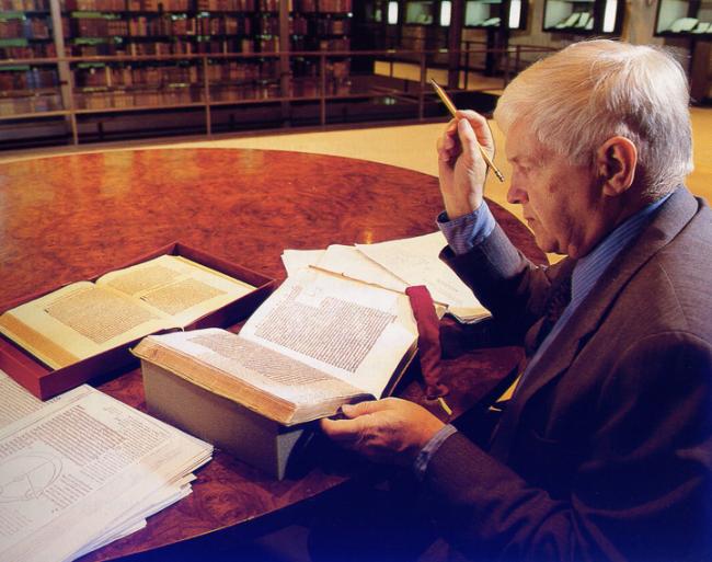 Owen Gingerich with Copernicus's texts