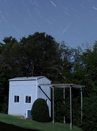 Perseid in Moon-flooded sky