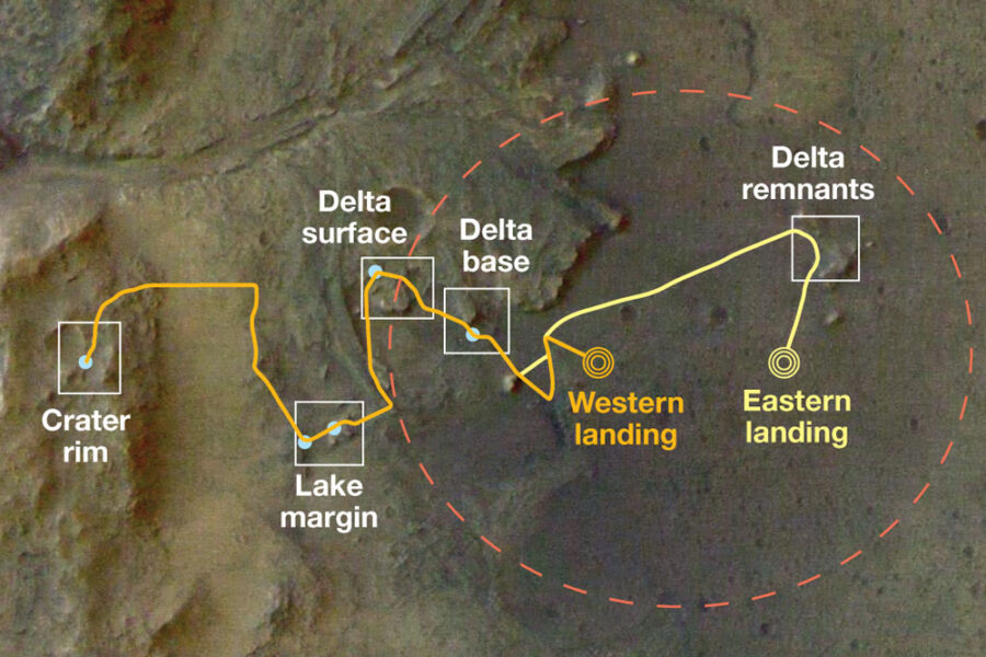 A map of Perseverance's intended path