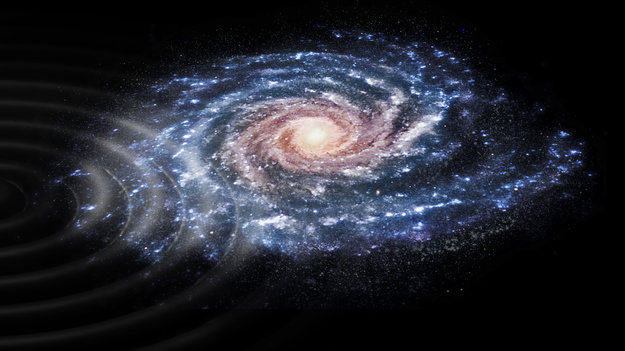 Artist's impression of galactic encounter's aftereffects