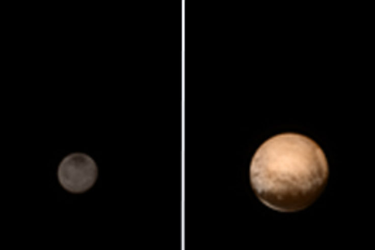 Pluto-Charon in color on July 8, 2015