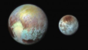 Pluto and Charon in false color