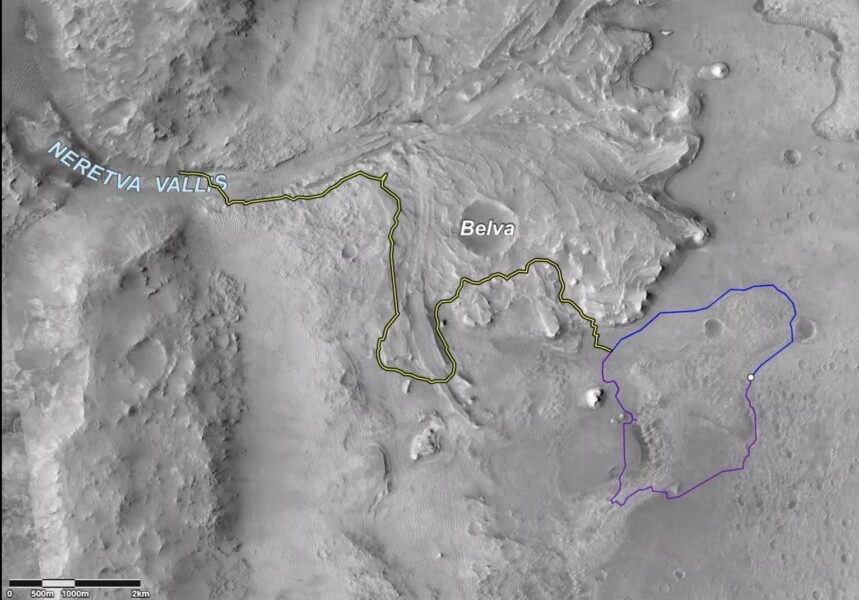 Possible Perseverance paths in Jezero Crater