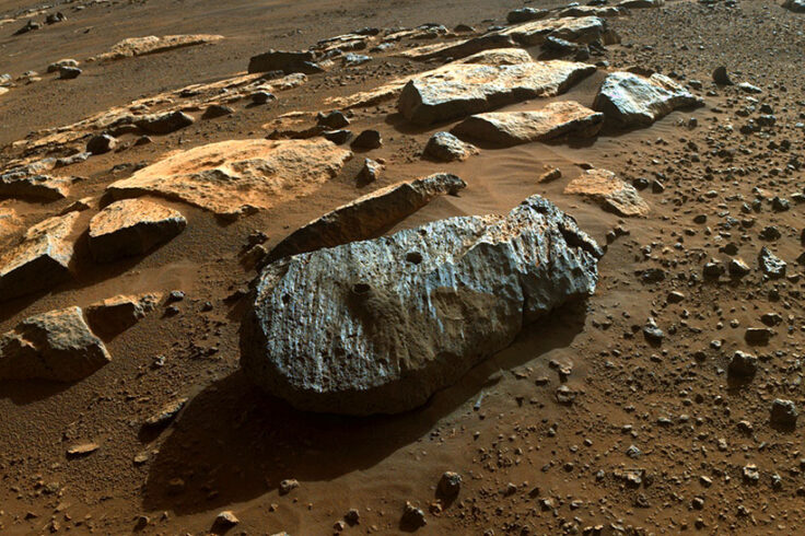 Multiple holes in the Rochette rock on Mars
