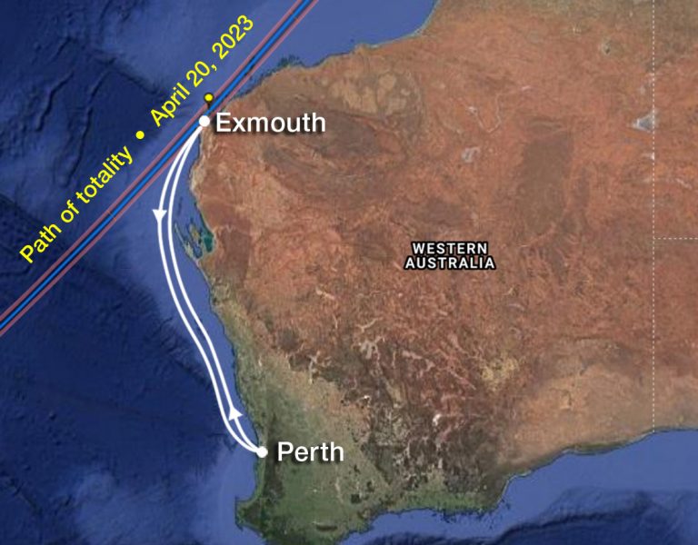 Route of S&T's 2023 eclipse cruise