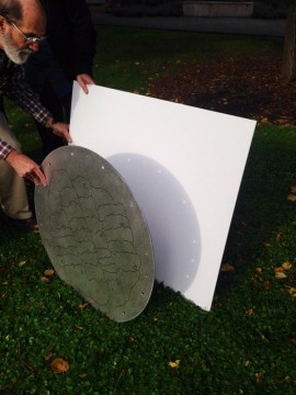 Repurposing an old SDSS plate to make a solar projection system.Sarah Ballard and Woody Sullivan (University of Washington)