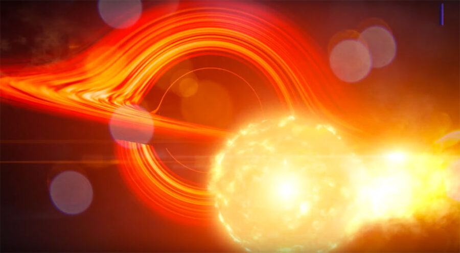 Supermassive black hole devouring a star