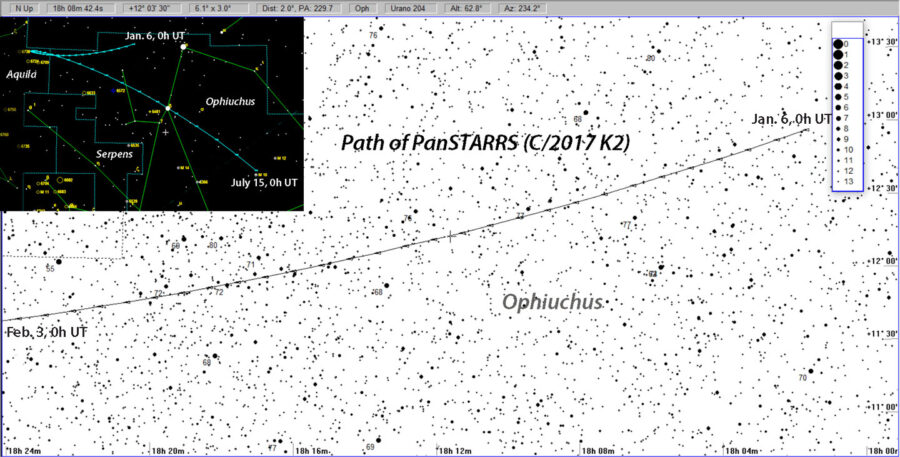 Comet PanSTARRS (C/2017 K2) map