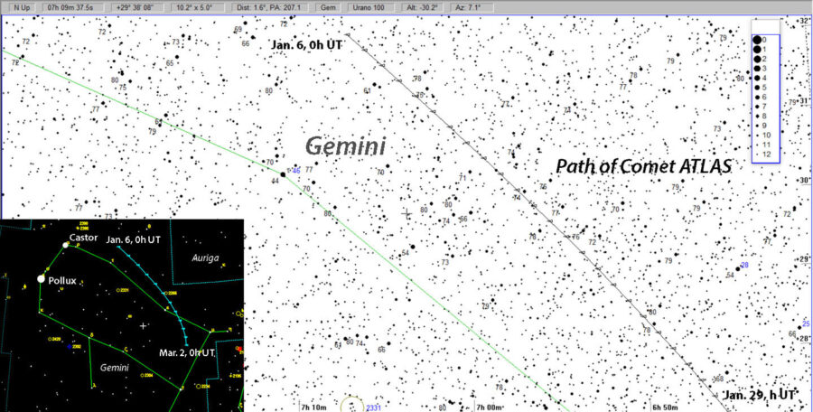 Comet ATLAS (C/2019 L3) map