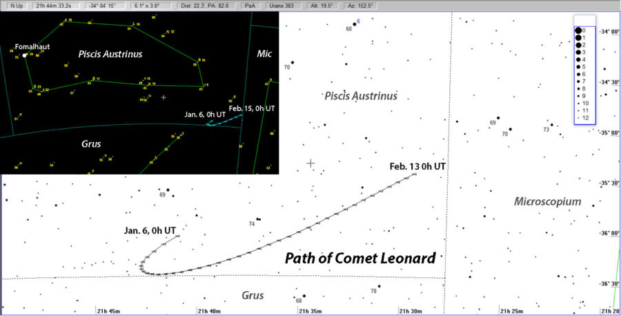 Comet Leonard detailed map