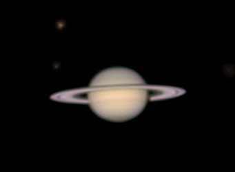 Saturn, Titan, and Rhea on Jan 22, 2008