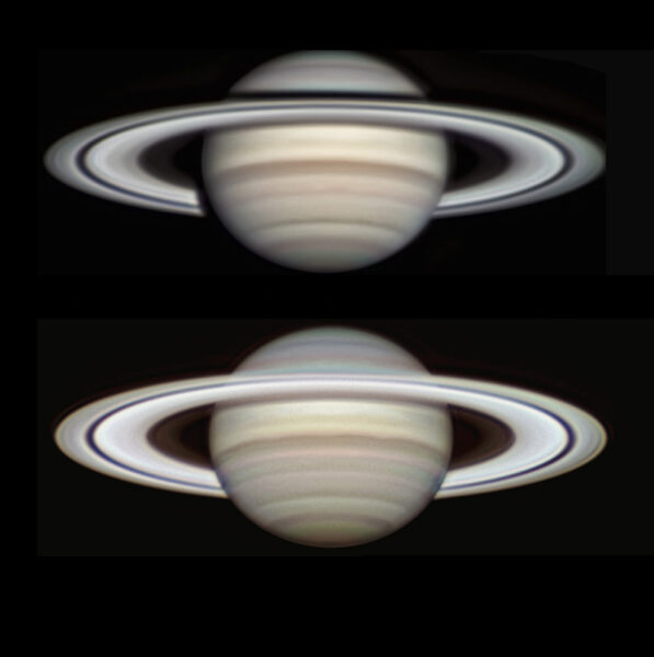 Saturn with and without the Seeliger effect