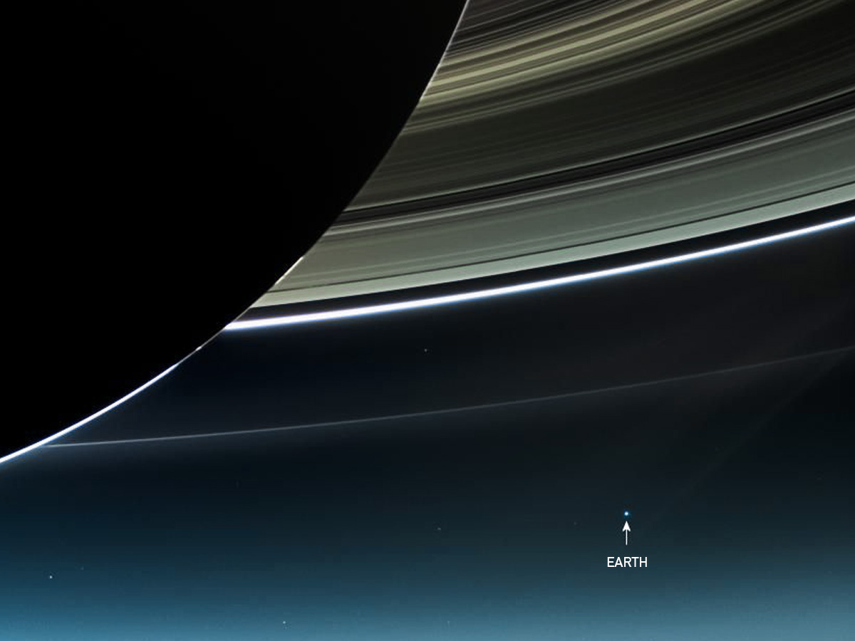 Earth's small size in relation to saturn