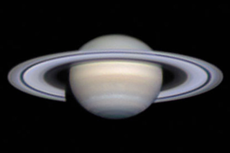 View of Saturn through a large backyard telescope