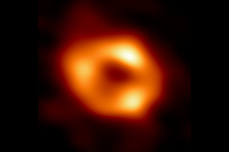 black hole surrounded by a glowing orange ring