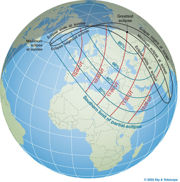 Solar eclipse visibility Oct 25 2022