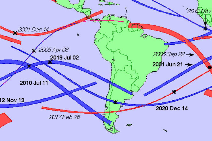 South America eclipse map