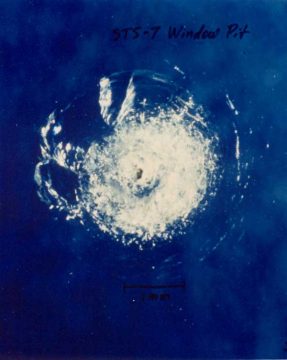 challenger micrometeoroid window crack