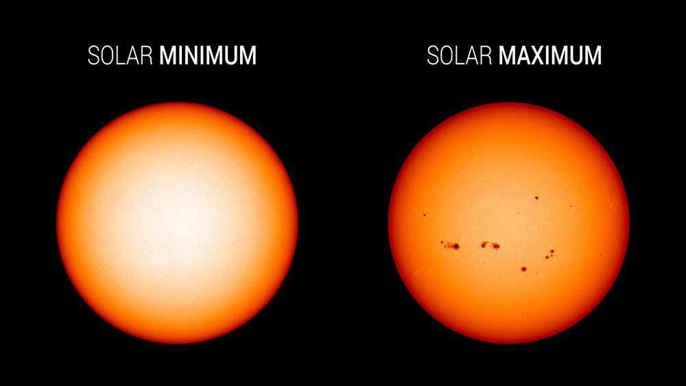Sunspots at solar minimum vs. maximum
