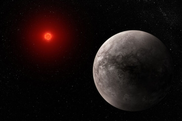 Visualization of airless TRAPPIST-1b and its red dwarf star host
