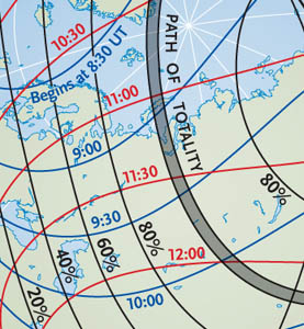 Solar eclipse path on August 1, 2008