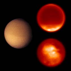 Titan from Voyager 1 and Earth