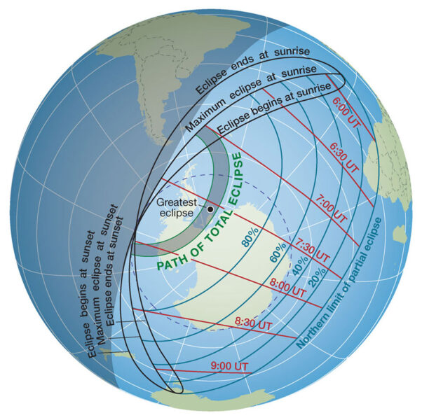 Total solar eclipse path on Dec 4, 2021