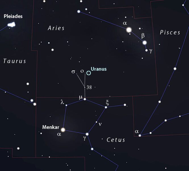 Uranus wide-field finder chart