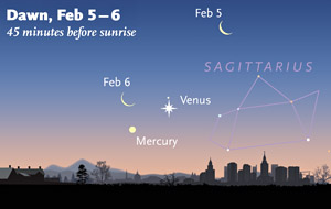 Venus-Mercury-Moon in early February 2016