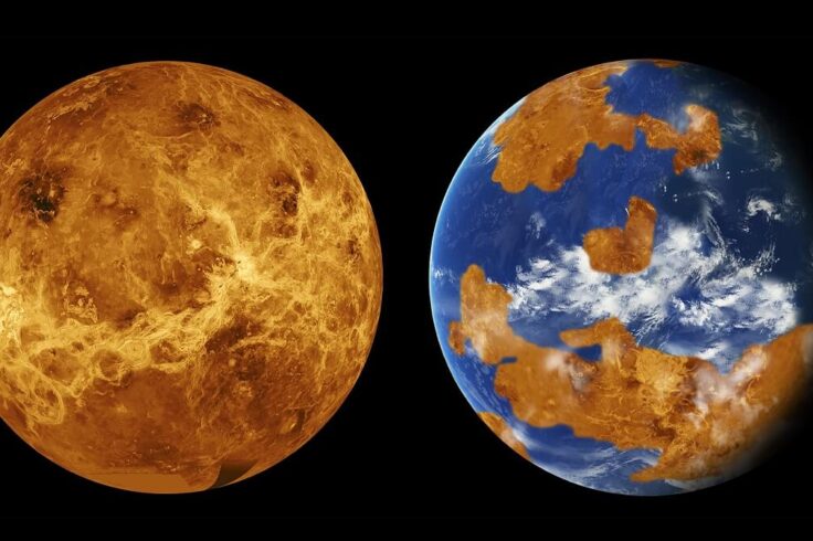 Venus (radar image vs artist's concept of oceans)