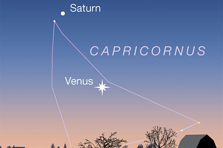 Venus and Saturn at dusk, Jan. 13, 2023,