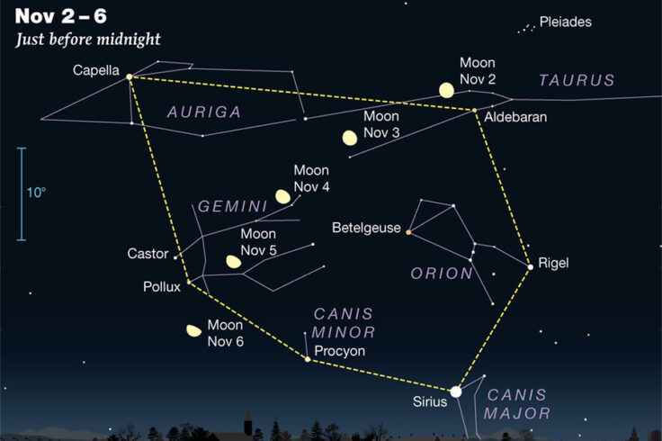Moon in the Winter Hexagon November 2020