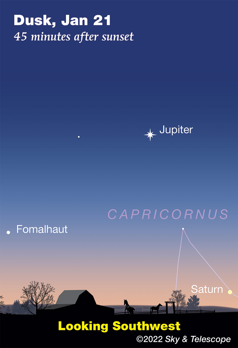 Jupiter at dusk, Jan. 21, 2022