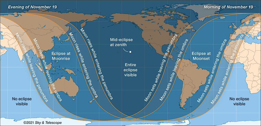 Lunar Eclipse November 2021  coverage map