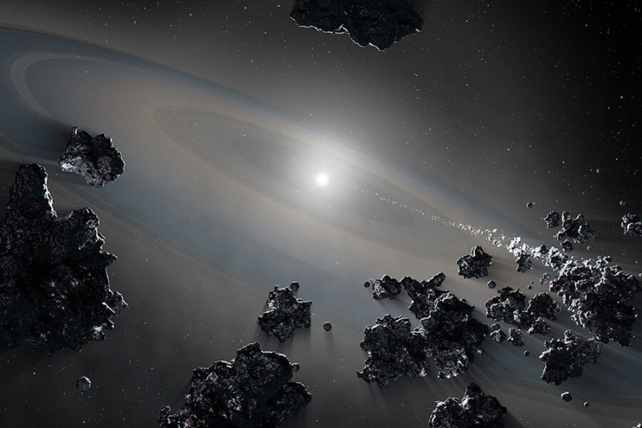 White dwarf surrounded by debris disk (art)