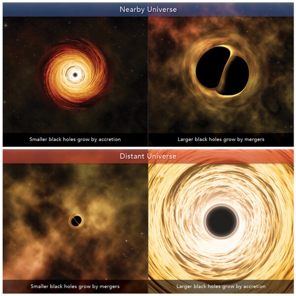 illustrations of different kinds of black hole growth