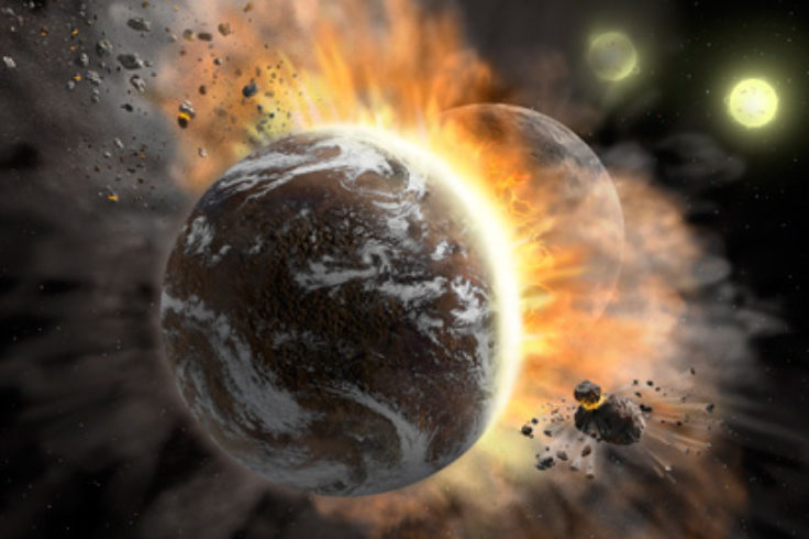 Colliding exoplanets (artist's concept)
