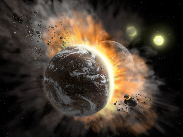 Colliding exoplanets (artist's concept)