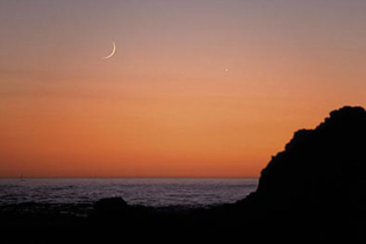 Crescent Moon and Venus at sunset