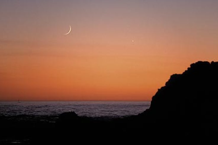 Crescent Moon and Venus at sunset