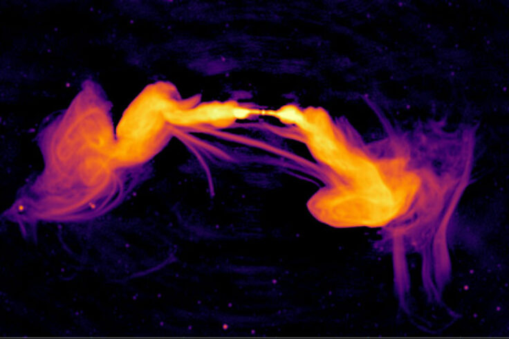 Magnetic channels in distant galaxy