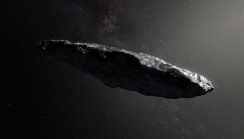 Portrayal of 'Oumuamua (1I/2017 U1)