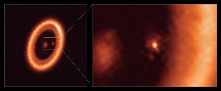 full PDS 70 disk system and zoomed in disk of one of its exoplanets