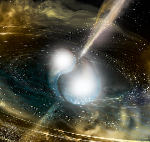 Artist’s impression of the electromagnetic signal from the merger of two neutron stars
