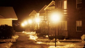 Harsh lights in residential neighborhood