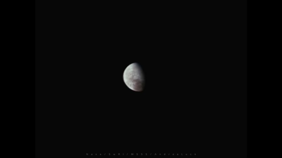 Photo of Europa shows pale and mottled gibbous moon