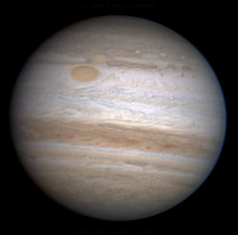 Jupiter with Red Spot and Red Spot Jr., Aug. 13, 2010
