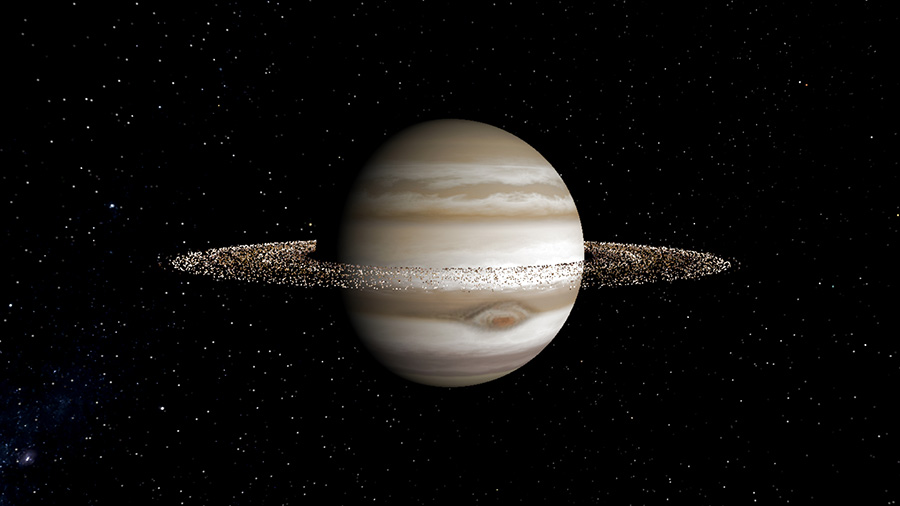 Jupiter, if it had rings like Saturn's